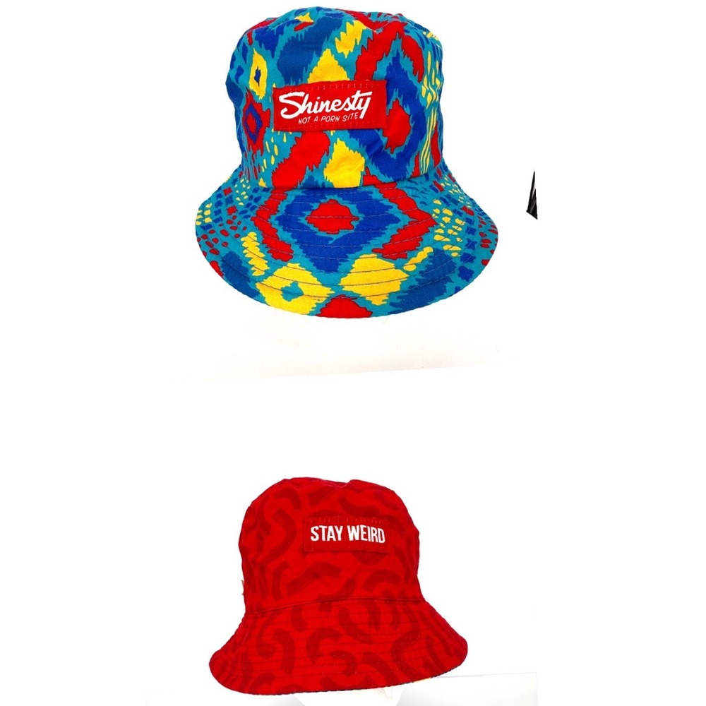 Shinesty Reversible Bucket Hat Stay Weird Colorful Abstract Festival One Size